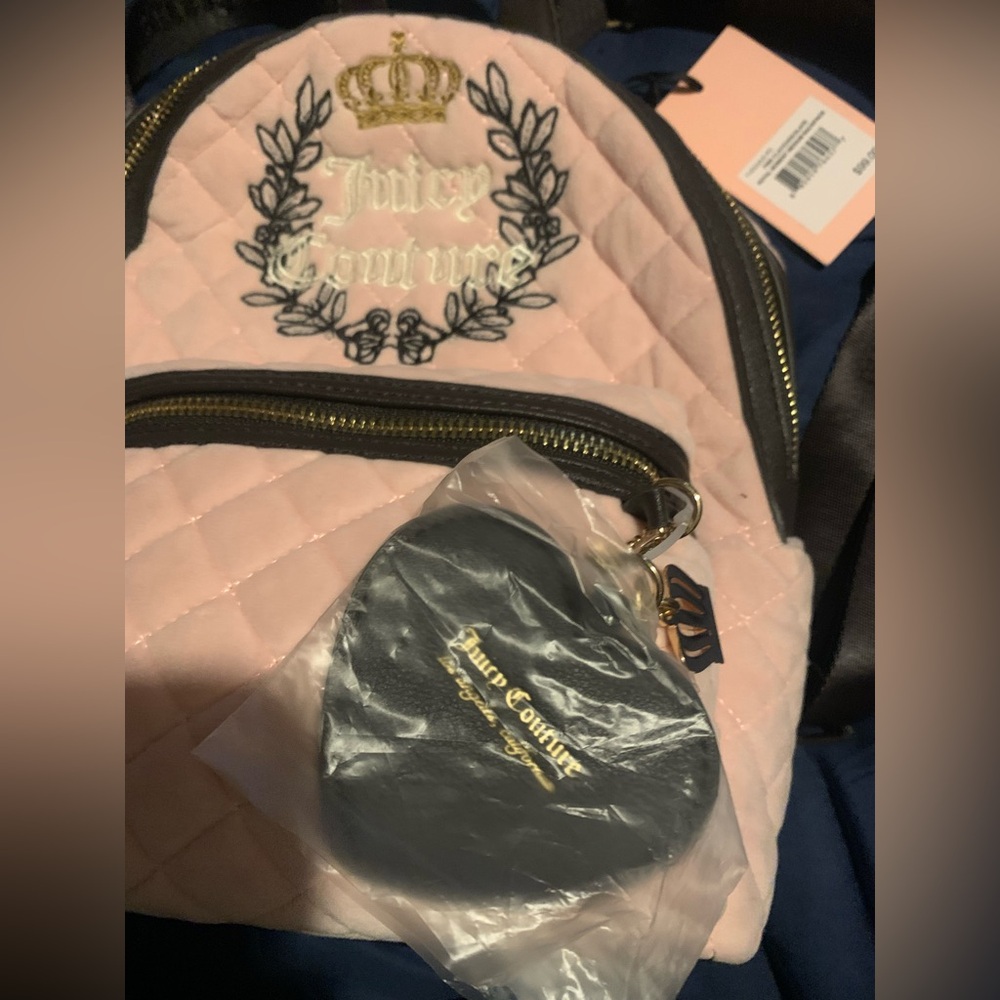 Juicy Couture 🩷 Pink Clay/Chocolate Royal Moment Med. Backpack Purse NWT MRP $99 - Picture 4 of 11